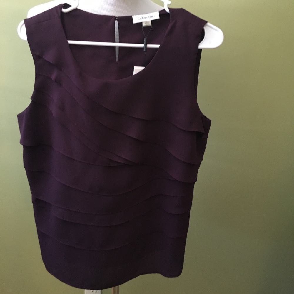 Calvin Klein Plum layer cut blouse